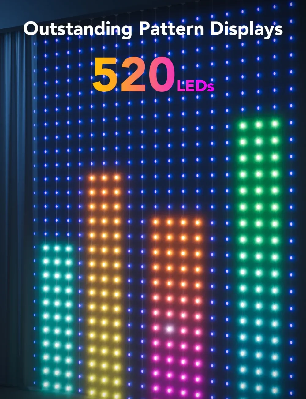 GOVEE CURTAIN LIGHTS DYNAMIN DIY LIGHT ART CANVAS 6.56FT*4.92FT - Image 4