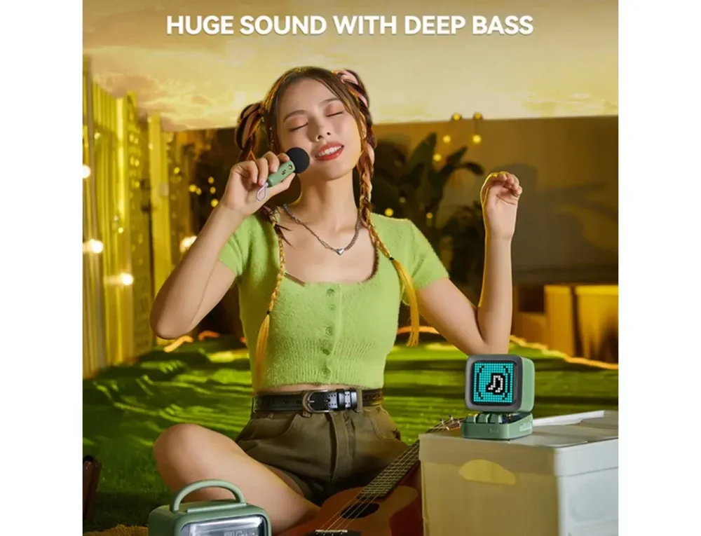 DIVOOM DITOO-MIC RETRO PIXEL ART PORTABLE BLUETOOTH SPEAKER WITH MICROPHONE KARAOKE FUNCTION - BLUE - Image 3