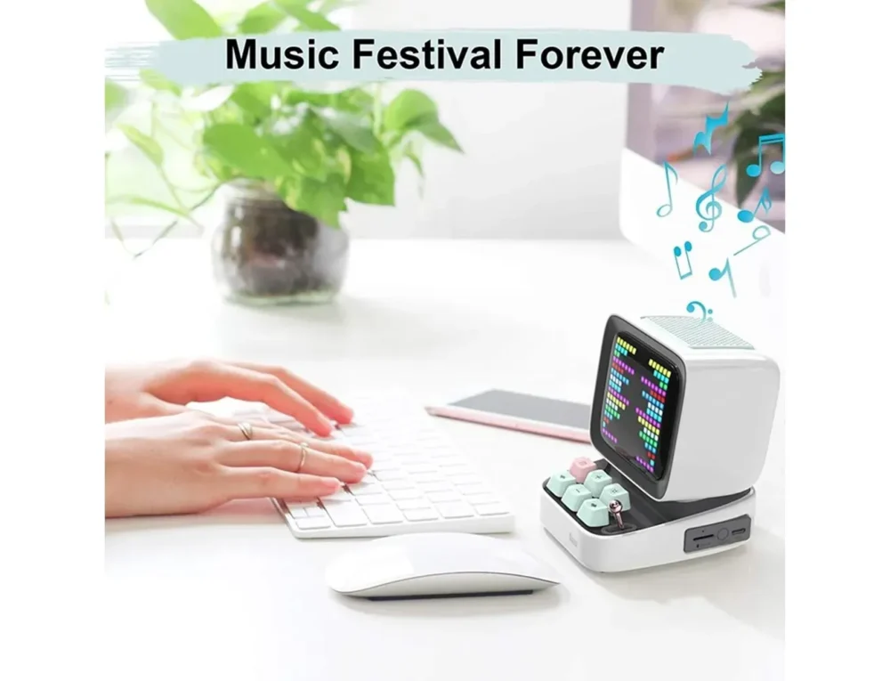 DIVOOM DITOO PROGRAMABLE, CUSTOMIZABLE PIXEL ART LED BLUETOOTH MINI SPEAKE - WHITE - Image 3