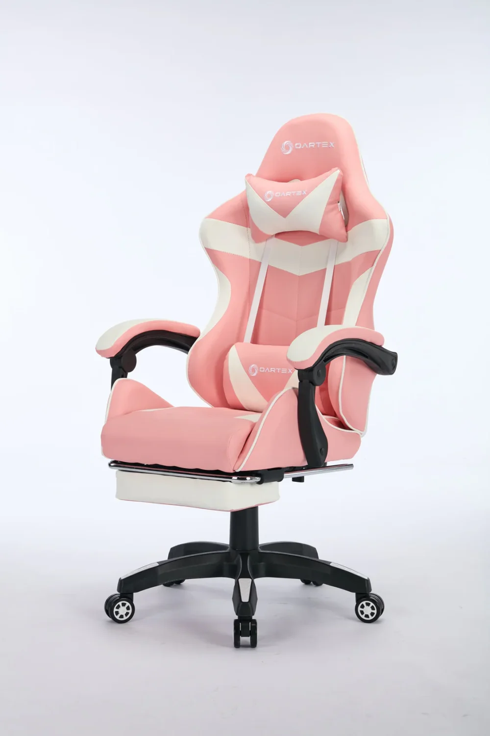Oartex Gaming Chair with Foot Rest - Pink & White - Image 6