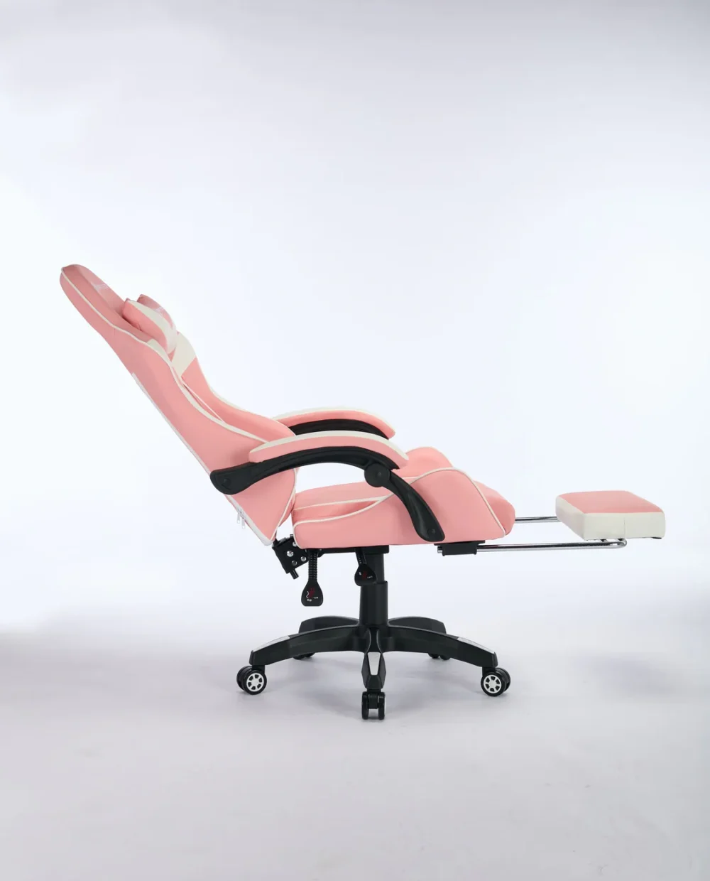 Oartex Gaming Chair with Foot Rest - Pink & White - Image 9