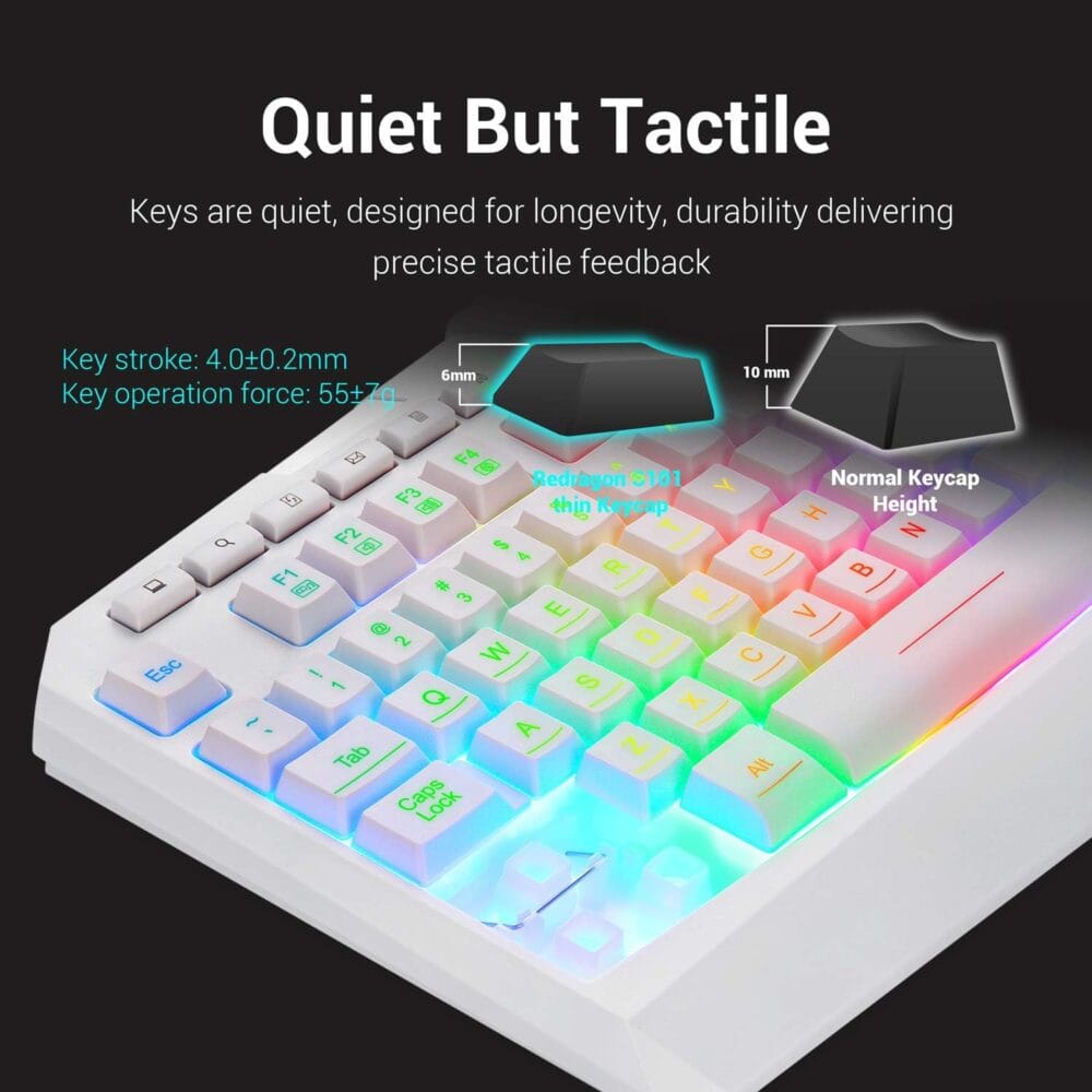 REDRAGON S101 PC GAMING KEYBOARD AND MOUSE COMBO - WHITE - Image 6