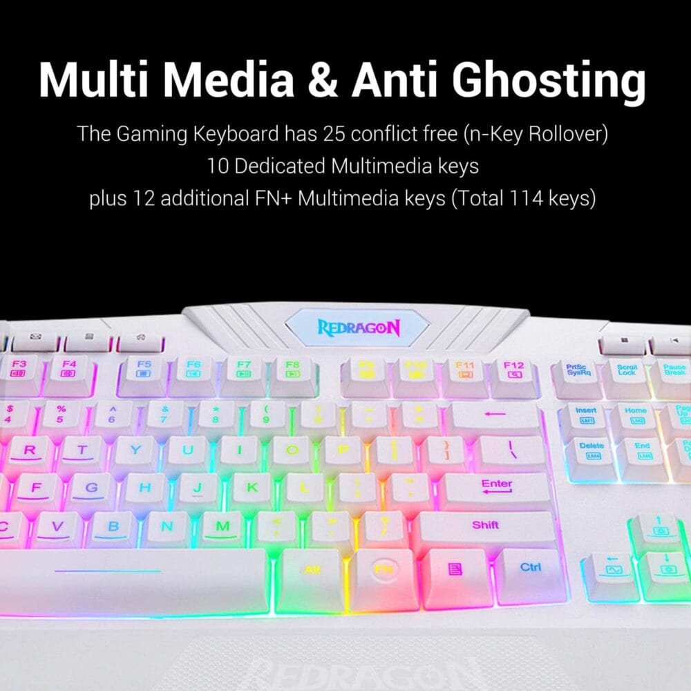 REDRAGON S101 PC GAMING KEYBOARD AND MOUSE COMBO - WHITE - Image 4