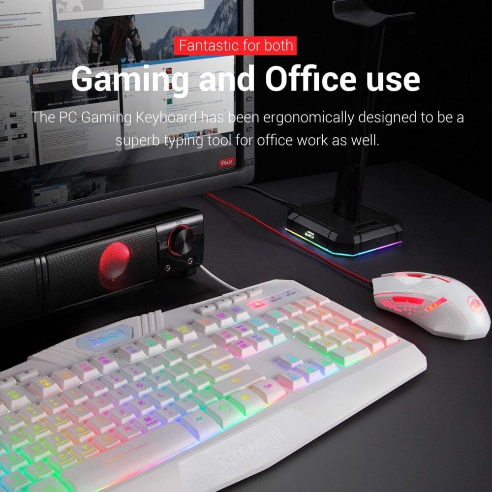 REDRAGON S101 PC GAMING KEYBOARD AND MOUSE COMBO - WHITE - Image 3