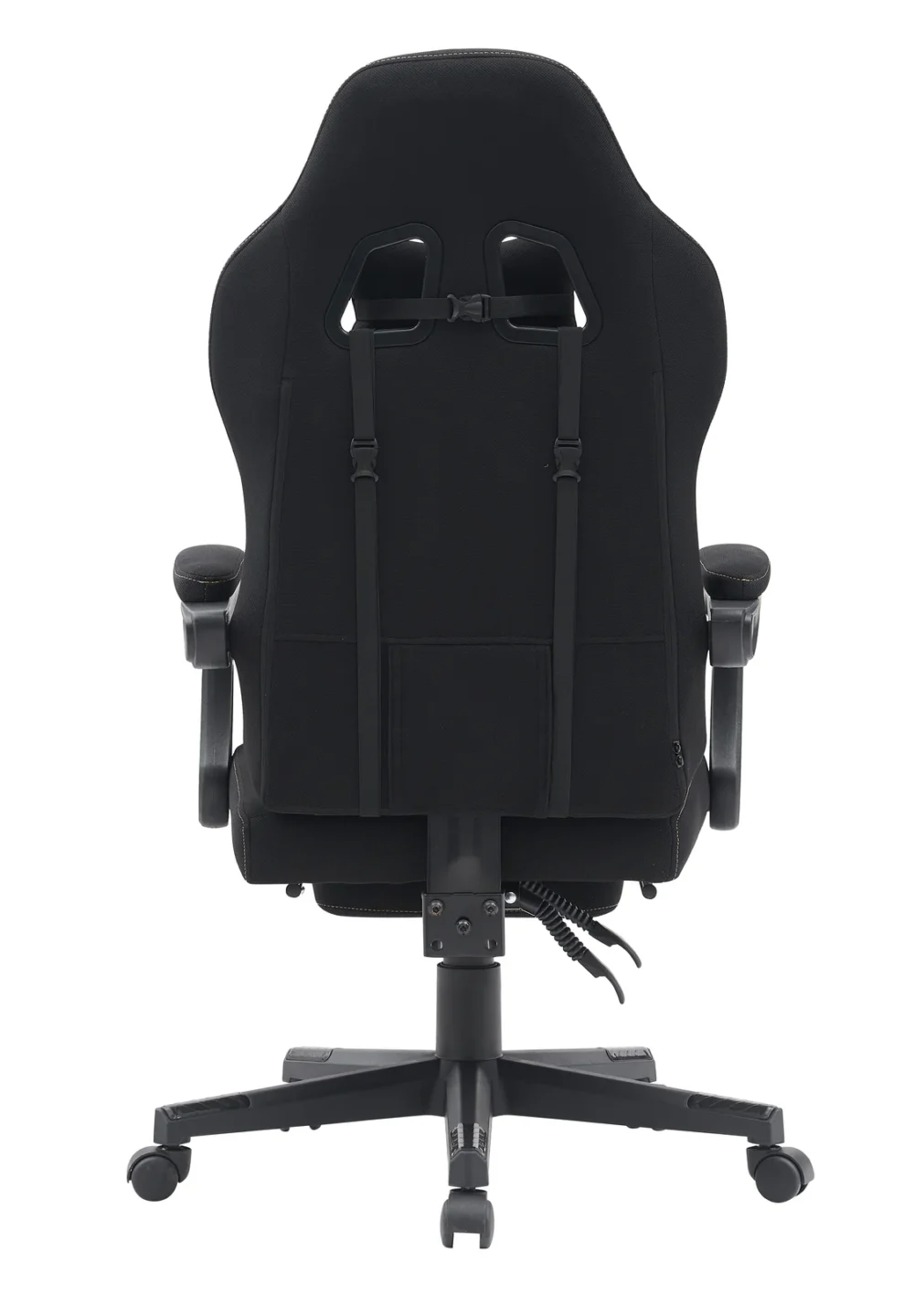 ⁦Gamax Model Adjustable Fabric Gaming Chair with Lumbar Support & Foot Rest - Black⁩ - الصورة ⁦3⁩