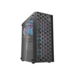 DarkFlash DK351 E-ATX Stylish Front Panel Tempered Glass Side Panel Case With 4 RGB Fans - Black