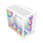 Xigmatek Aquarius Pro Arctic Front Side & Left Side Tempered Glass Panel Case with 7 ARGB Fans - White