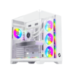 GameOn Valkyrie I Series Mid Tower Three Panel Front,Top & Left Side Tempered Glass Case With 7 RGB Fans - White