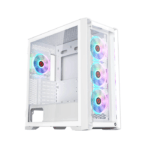 GameOn Vortex Mid Night Series Mid Tower Two Panel Front & Left Side Tempered Glass Case With 4 RGB Fan - White