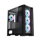GameOn Vortex Mid Night Series Mid Tower Two Panel Front & Left Side Tempered Glass Case With 4 RGB Fan - Black