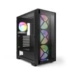 Montech Air 1000 Premium Mid Tower Two Panel Front & Left Side Tempered Glass Case with 4 RGB Fans - Black