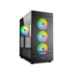 Sharkoon Rebal C50 Mid Tower Tempered Glass Side Panel Case With 4 RGB Fan - Black