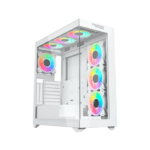 Twisted Minds Quantum Mid-Tower Two Panel Front & Left Side Tempered Glass Case with 7 ARGB Fans - White