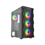 Twisted Minds Titan Mid-Tower Two Panel Front & Left Side Tempered Glass Case with 3 RGB Fans - Black