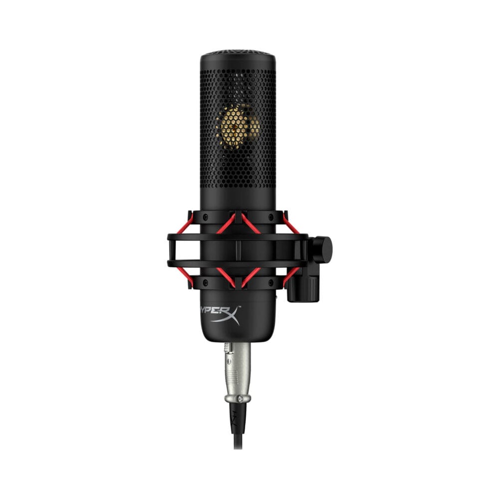 ⁦HyperX ProCast Gold-SputteredLarge Diaphragm Condenser XLR Connection Microphone Built in Anti Vibration Shock Mount Black, Cable/Mixer not included⁩ - الصورة ⁦2⁩
