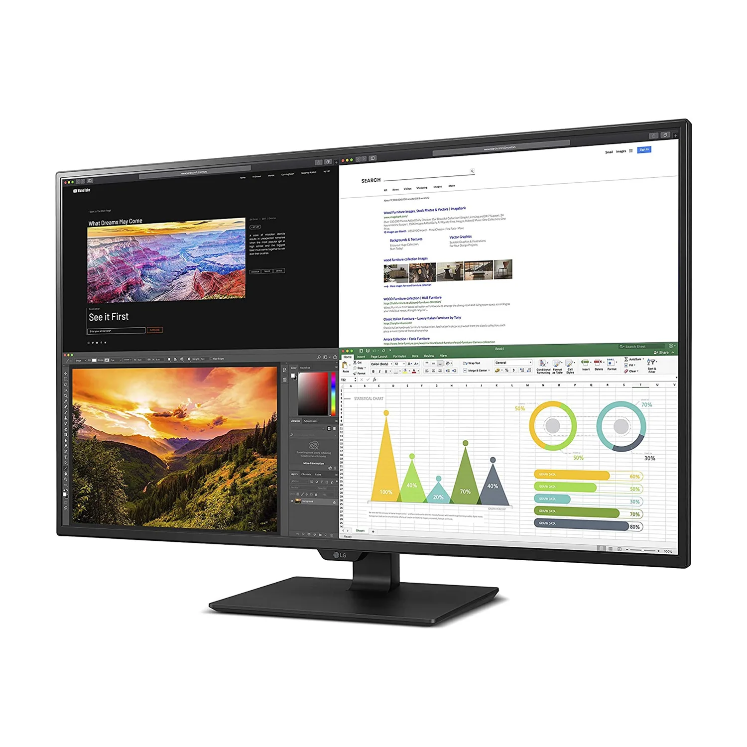LG 42.5" IPS Panel 60Hz 8ms UHD 4K Gaming Monitor - Image 2