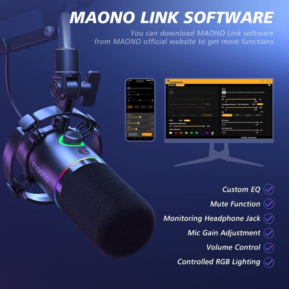 Maonocaster Pd200xs Usb/xlr Dynamic Microphone Set With Boom Arm - Image 4