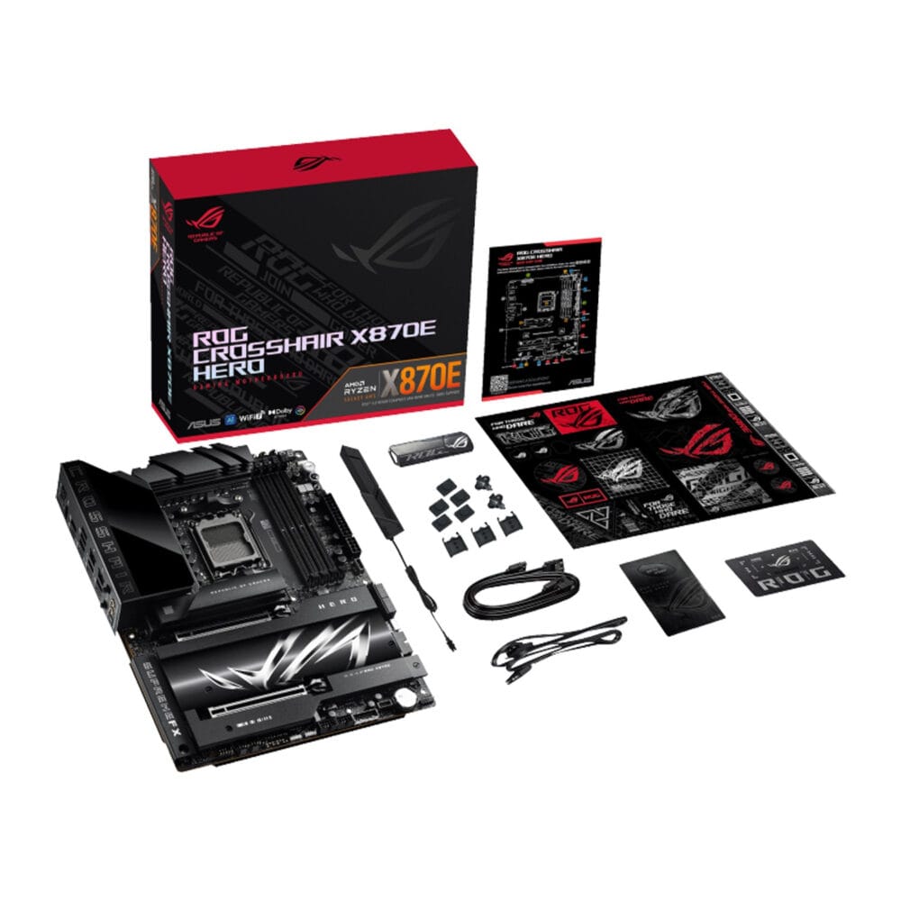 ⁦Asus Rog CrossHair X870E Hero AMD Ryzen Wi-Fi7 DDR5 ATX Gaming Motherboard⁩ - الصورة ⁦5⁩