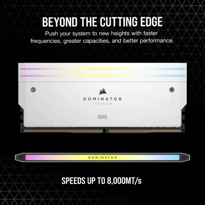 Corsair Dominator Titanium RGB DDR5 - 64GB (2x32GB) 6400MT/s CL32 Memory Kit - White - Image 2