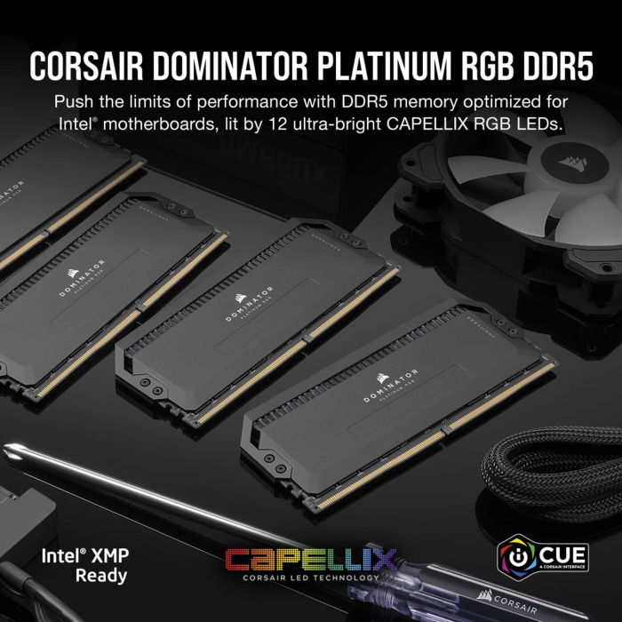 Corsair Dominator Platinum RGB 64GB (2x32GB) DDR5 6000MHz C30 Memory Kit - Black - Image 4