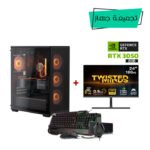 Gaming PC i5-12400F CPU,H610 D4 MB,16GB D4 Ram,1TB NVME SSD,RTX 3050 8GB VGA,650 WATT PSU,Cougar MX220 RGB Mid Tower Case,4x RGB Fans,Win 11 Pro (License) Twisted Minds 24'' FHD 180Hz Monitor,SharX Jaws Wried Gaming Keyboard,Mouse,Headset,MousePad