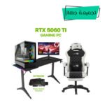 Gaming PC – Intel Core i5-14400F, ASUS H610 D5 WiFi, 16GB D5 RAM, 1TB NVMe SSD, RTX 5060 Ti 16GB, 750W PSU, Jungle Leopard mATX Case with 3 ARGB Fans, Windows 11 Pro, Lenovo 27" 144Hz Monitor, SharX JS4X1 Bundle, Royal RGB Desk & Royal C23 Gaming Chair