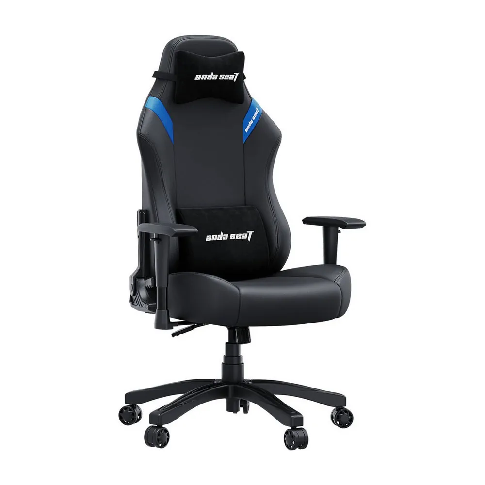 Anda Seat LUNA Series Large Gaming Chair Includes Adjustable Lumbar & Headrest Pillows - Black/Blue( Installation not included ) - Image 2