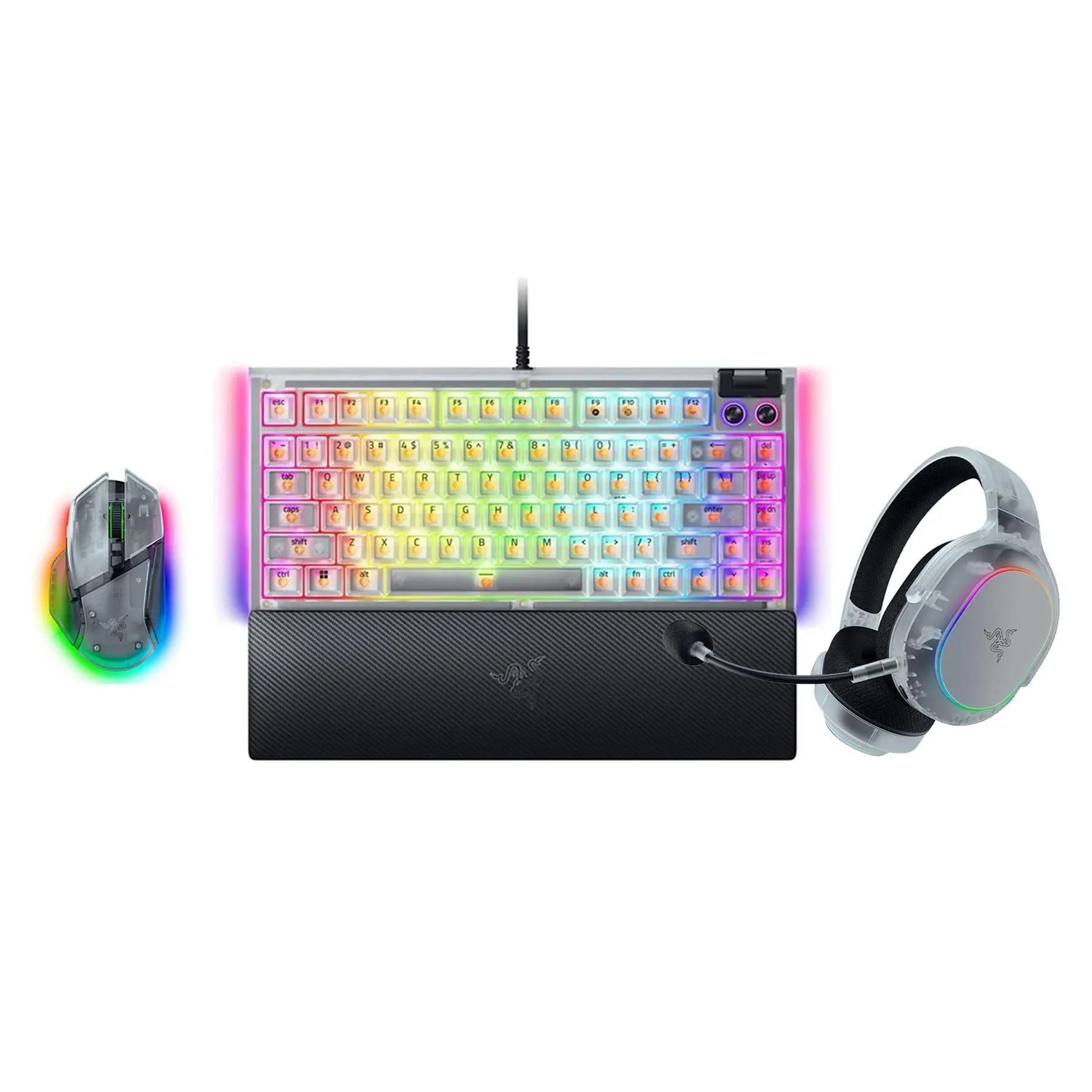Bundle Offer - Razer Barracuda X Chroma Wireless Gaming Headset Phantom White Edition + Razer BlackWidow V4 75% Wired Gaming Keyboard Phantom White Edition + Razer Basilisk V3 Pro Wireless Gaming Mouse Phantom White